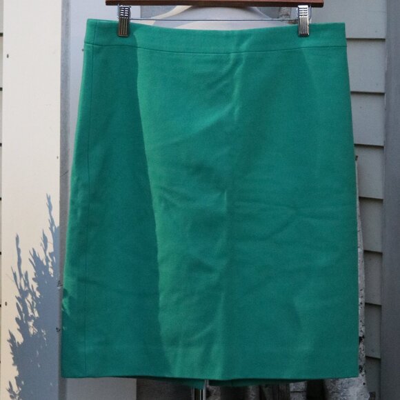 J Crew The Pencil Skirt Teal Wool Blend Classic Sz 10 - Picture 2 of 6